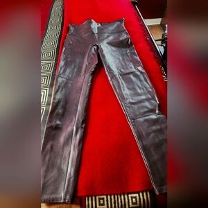 SPANX Faux Leather Leggings in Dark Burgundy LG Unworn No Tags